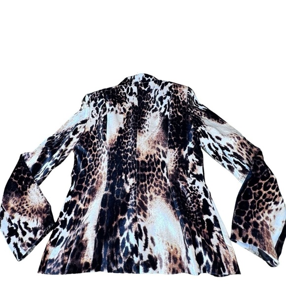 KAY UNGER NEW YORK Velvet Velour Leopard Animal Print Blazer Jacket Women's Sz 6 - Picture 12 of 16